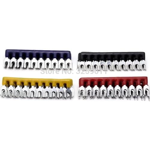 1PCS TD1510 / TD-10A 10 Position Pre Insulated Fork Type Terminal Connection Strip Barrier Strip Jumper Connector