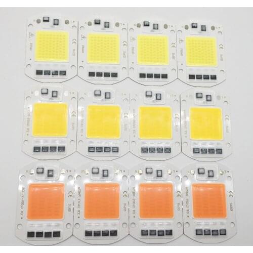 10pcs LED COB Bulb Chip 50W Chip 110V 220V Input Smart IC Fit LED Flood Light Cold White Warm White Full spectrum Street Lamp
