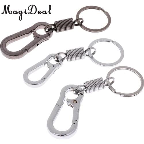 MagiDeal 10 Pcs Stainless Steel Spring Gourd Buckle Carabiner Keychain Waist Belt Clip Anti-lost Buckle Retractable Keyring