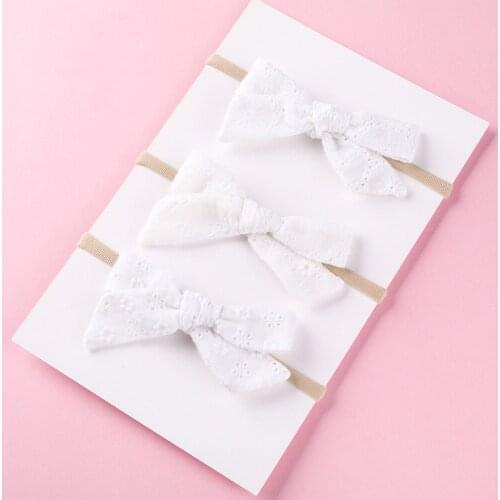 12 pcs/lot , Small Size Lace Eyelet Hand Tied Bow Baby Headbands or hair clips, School girls bow headbands, Baby Photo props