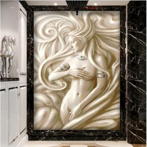 Beibehang Custom wallpapers beauty nude embossed entrance hall entrance aisle background wall painting 3d mural wallpaper