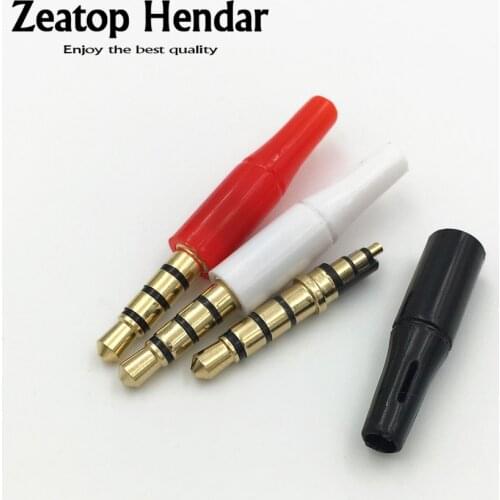 4Pcs 3.5mm 4 Pole Male Headset Jack 3.5 Audio Plug Adaptor for Earphone DIY Soldering Connector Gold-plated