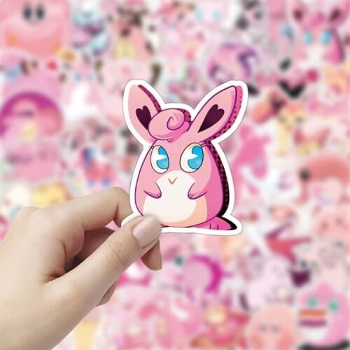 50Pcs Kirby Pink Pokemon Stickers TAKARA TOMY Waterproof Skateboard VSCO Guitar Laptop Luggage Cartoon Girl Kids Decals Toys New