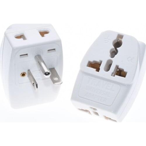 Universal World to North American NEMA 5-20P US 3 IN 1 Electrical Plug Adapter convert AU/EU/UK/US/China/Japan...Black White
