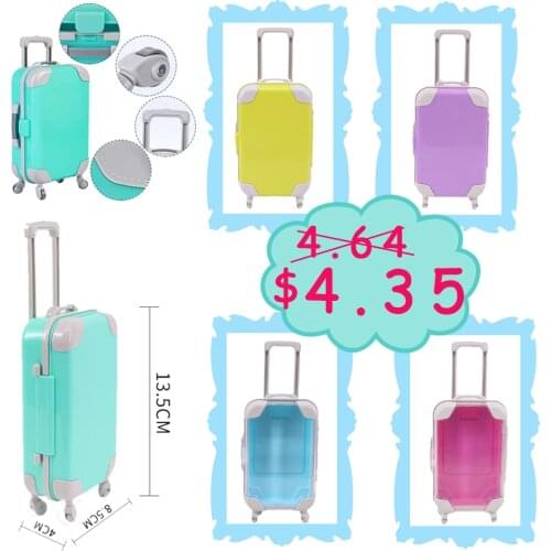 Doll Furniture Plastic Travel Suitcase Trunk Case Luggage For 18 Inch American &43cm Baby Reborn Doll Clothes ,Girls Toy Russia