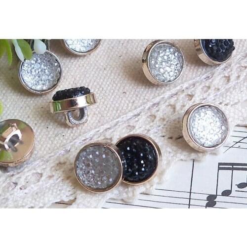 Free shipping 40pcs/lot buttons handmade diy button shirt chiffon shirt black and white diamond belt button 13mm