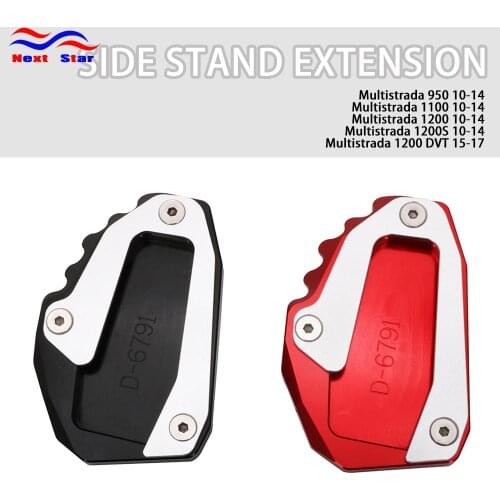 CNC Aluminum Kickstand Support Plate Foot Side Stand Extension Pad For Ducati Multistrada 950 1100 1200 1200S 1200 DVT 2010-2017