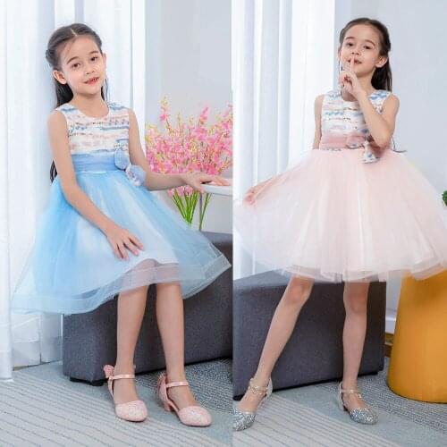 3-120Years Kids Dress Flower Lace Elegant Teenagers Prom Gowns Dresses Girl Party Kid Bridesmaid Princess Dress