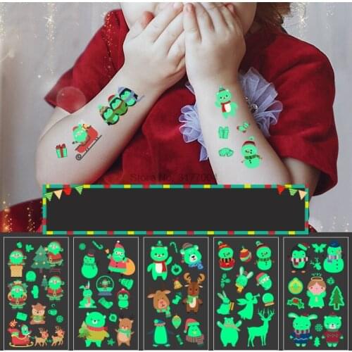 DHL 500pcs Luminous Temporary Tattoo Stickers Party Decoration Christmas Carnival Party Decor Christmas Decorations