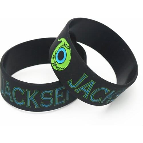 Hot Sale 1PC 1 Inch Ink Filled Logo JACKSEPTICEYE Silicone Wristband Wide Green Eyes Games Bracelet&Bangels For Gifts SH202