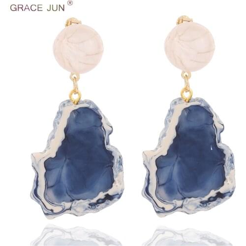 GRACE JUN Fashion Big Clip on Earrings Without Pierced for Women Party Luxury Statement Drop ears Pierced Earrings New Arrival