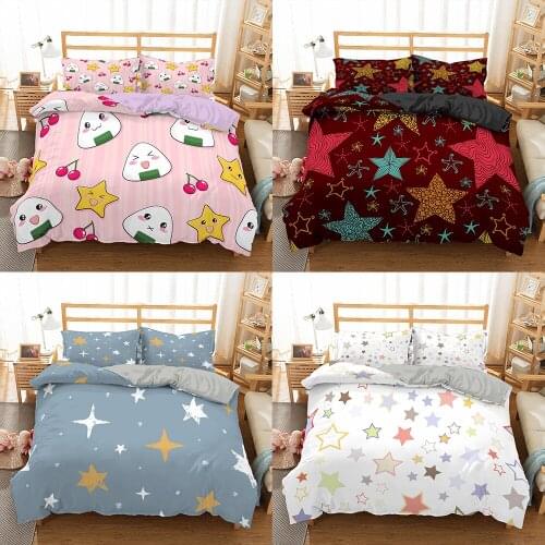 Star Geometric Bed Cover Set Cartoon Single Twin King Duvet Cover With Pillowcase Adult Child NO Bed Sheet Comforter Bedding Set