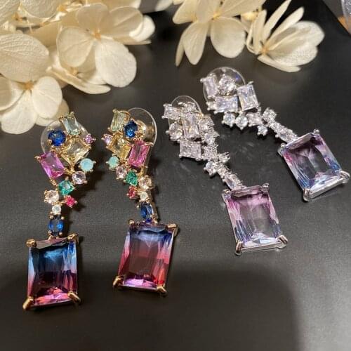 Bilincolor fashion cz geometric korean earrings fashion jewelry