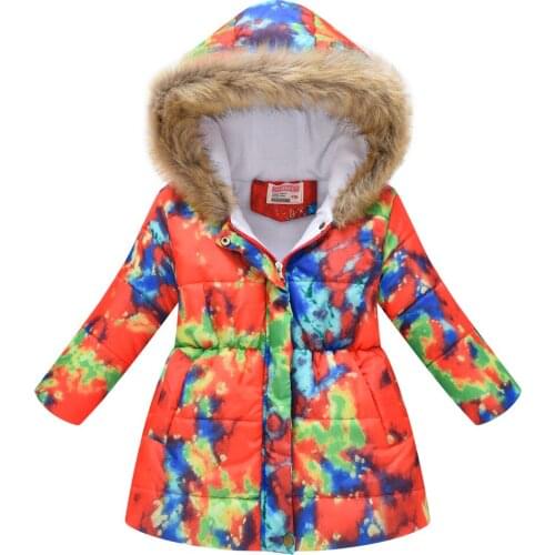 Thick Warm Outwear Winter Jackets For Boys Baby Print Hooded With Collar Hairy Coat Childrens Active Clothing Girls Coats Kids