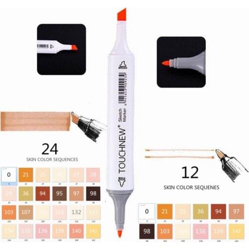 24 Color Marker pens Skin Brown Series Color for Portrait Sketch Drawing Paint Art Design School Animation Mango Supply