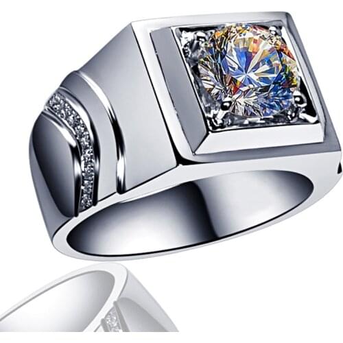 Real 925 Sterling Silver Mens Ring Luxury Elegant Exquisite Big Carat Diamond Moissanite Engagement Wedding Party Fine Jewelry
