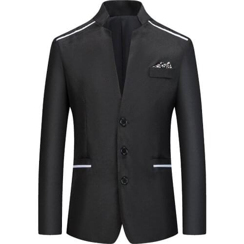 New Vintage Blazer Men 2021 Plus Size Chinese Style Business Casual Stand Collar Male Blazer Slim Blazer Jacket