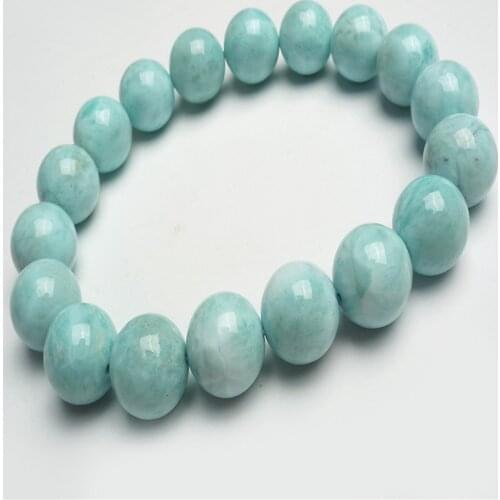 Newly Precious Natural Larimar Gem Stone Loose Round Beads Bracelet Jewelry Charm Stretch Crystal Stone Beads Bracelets 11mm