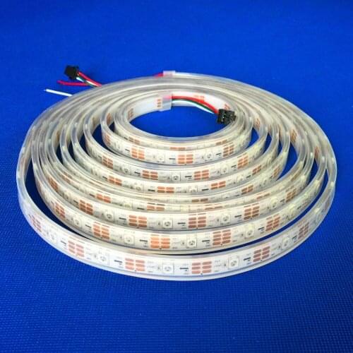 5m 30LEDs/m DC5V addressable SK6812 led pixel strip,waterproof in silicon tube;IP66,30pcs SK6812/M with 30pixels;WHITE PCB