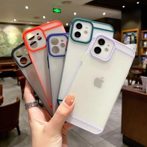 Simple Matte Bumper Phone Case for Iphone 11 12 Promax Pro Xr Xsmax X Soft Shockproof Candy Color Cases for IPhone 11 8 7 Plus