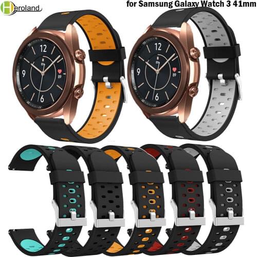Hero Iand 20mm Watch Strap for Samsung Galaxy Watch 3 41mm SmartWatch Band Sports silicone Wristband bracelet wristhstrap Correa