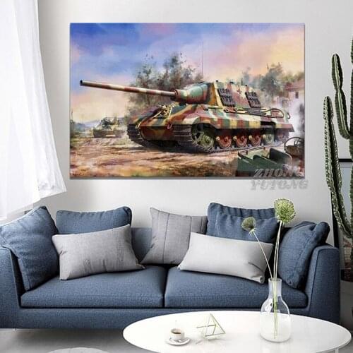 Self Propelled Artillery WW II Tank Military Vehicle Living Room Decor Home Wall Art Decor Wood Frame Canvas Posters