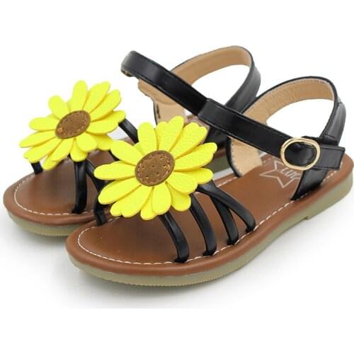 Girls Sandals Childrens Shoes kids sandals fashion childrens sandals new sunflower princes shoes yellow white pink size 26-36
