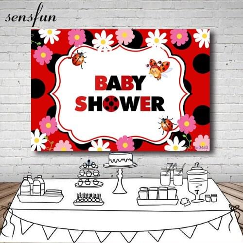 Sensfun Baby Shower Newborn Backgrounds For Photo Studio Red Flowers Kids 1st Birthday Party Photography Backdrop Custom Poster