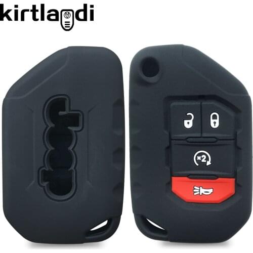 Silicone Key Holder Case Shell for Jeep Gladiator JT JLU Wrangler TJ JL Cover Car Key Case Keychain Protection 2018 2019 2020