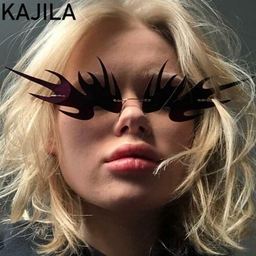 Monster Vintage Rimless Sunglasses Women 2020 Fashion Ultralight Steampunk Small Cat Eye Sun Glasses For Woman Shades UV400