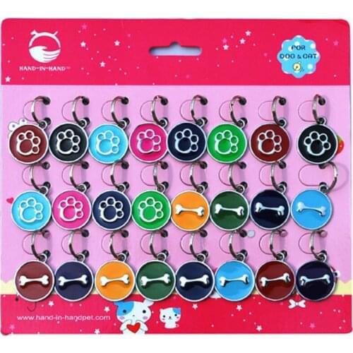 Pet Products Dog Supplies Accessories Alloy Plating Color Bone Claw Dog Id Tag Pendant 24pc/lot