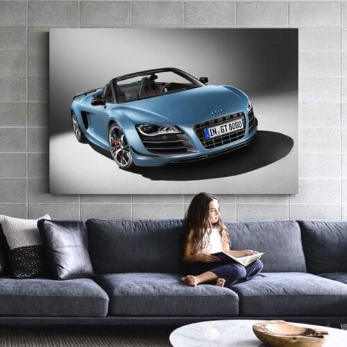Convertible Sport Car Audis R8 Spyder Supercar Vehicle Posters Prints Canvas Wall Art Wooden Framed Paintings For Home Decor
