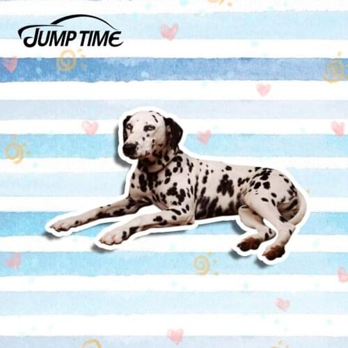 Jump Time 13cm x 7.6cm For Dalmatian Lovely Pet Dog Decal Funny 3D Car Stickers Vinyl Graphic Decor For Car Window Trunk