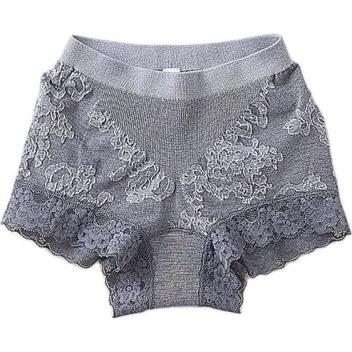 Autumn and winter cotton fabric panties female comfortable mid waist slim hip lace stretch cotton solid color