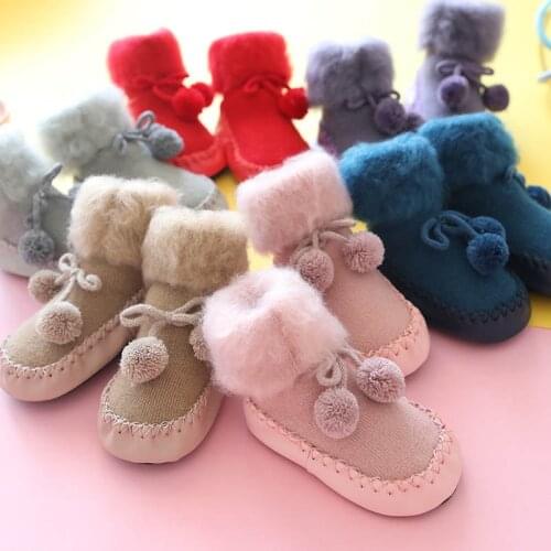 1 Pair Children Baby Girl Boy Shoes Anti-slip First Walker Warm Gift Fashion For Winter Home AN88