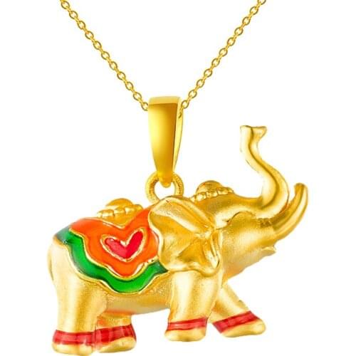 1pcs New Arrival 999 24K Yellow Gold Pendant 3D 999 Gold Elephant Pendant 1.24g