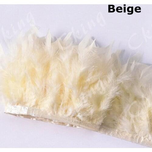 10 Meter Beige fluffy Turkey feathers ribbon fringe 4-6inch turkey feather trimming dancer carnival costumes Diy Clothing