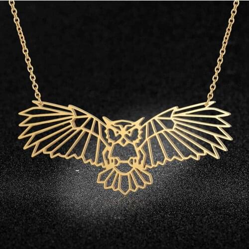 100% Stainless Steel Animal Flying Owl Fashion Necklace for Women Wholesale Personality Jewellery Special Gift