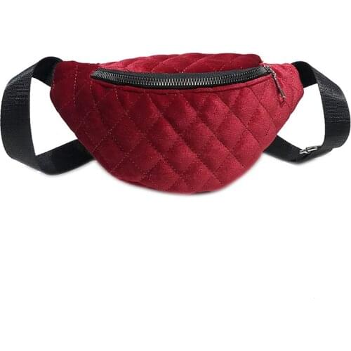 15PCS / LOT Hot New Style Women Bum Bag Fanny Pack Waist Belt Bag Belt Money Purse Velour Solid Lady Zipper Bags