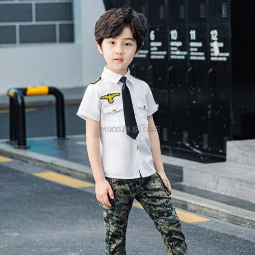 Boys Camouflage Tracksuit Shirt Pants Tie 3PCS Clothes Set Kids Spring&Autumn Cotton School Uniform Sport Suit Boys Clothing Set