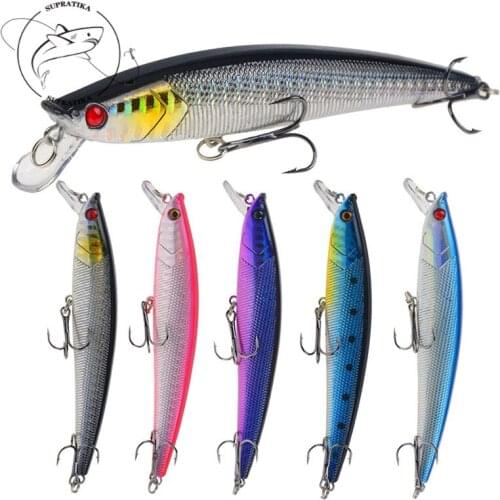 5Pcs/set 11cm/11g Artificial Slender Plastic Hard Bait Wobbler Bionic Bait Swimbait Bass 6# With Sharp Hook 3D Eyes Fishing