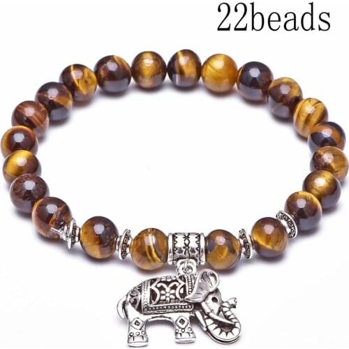 8mm Natural Stone Bracelets Lava Healing Balance Beads Reiki Elephant Bohemia Bracelet For Women or Man Wholesale Gift