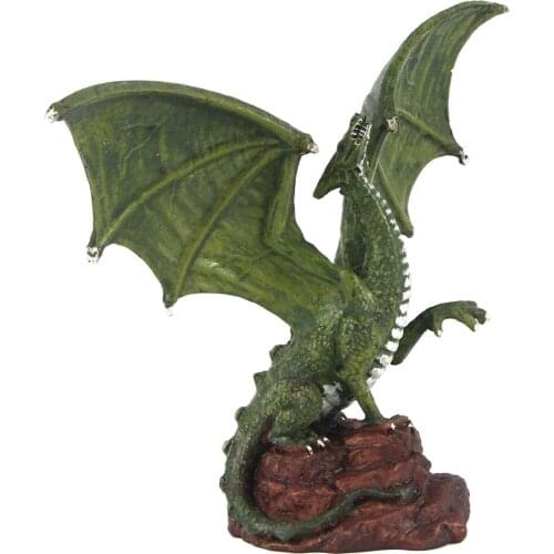 Antique Green Dragon Figurine Animal Pterosaur Sculpture Statue Desktop Ornament Collectible