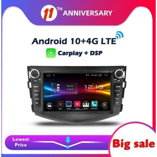 6GB + 128G Carplay DSP Android 10.0 4G LTE IPS Car DVD Player GPS WIFI Bluetooth RDS Radio For Toyota RAV4 RAV 4 2006 -2011 2012