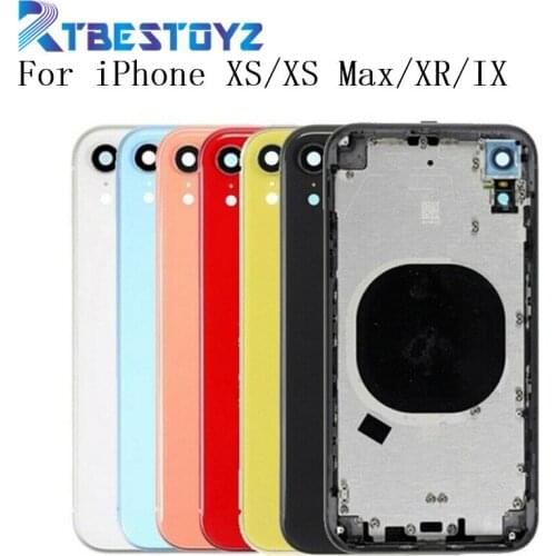 XS XR Battery Cover For iPhone XS / XS Max / XR iX Back Cover +Metal Chassis Middle Frame Full Housing Case Assembly+Logo
