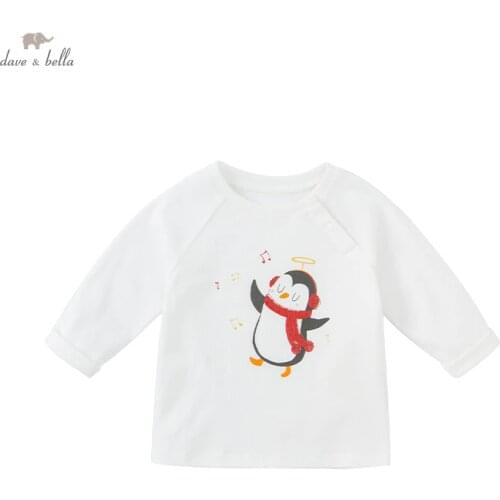 DBM18324 dave bella autumn baby unisex cartoon print T-shirt children tops kids girls boys fashion tees