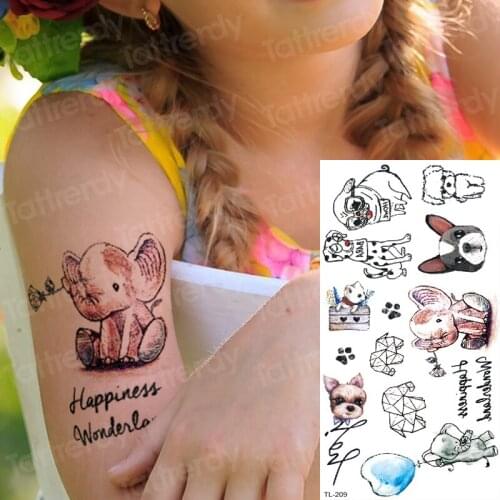 Kids tattoo temporary tattoos on the body tatoo women fake tattoo animals elephant dog small tattoos hand wrist summer tatoos