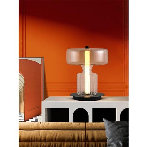 Designer Luxury Simple Modern Table Lamp Smoke/Smoke Gray Glass Lampshade Home Decor Parlor Bedroom Bedside Model Room Reading