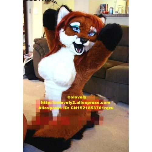 Long Fur Miss Fox Dog Fursuit Mascot Costume Adult Cartoon Character Professional Speziell Technical Musical Pantomime zz7668