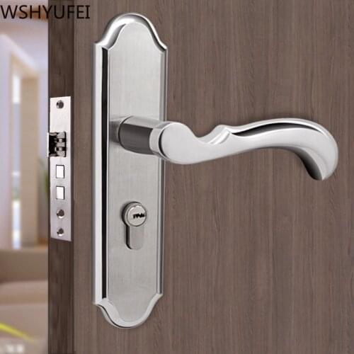 Stainless steel bedroom door lock Indoor Door lock with Keys Indoor Door handle lock Anti-theft Security Furniture Hardware